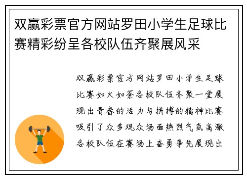 双赢彩票官方网站罗田小学生足球比赛精彩纷呈各校队伍齐聚展风采